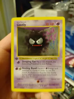 1st Edition Shadowless Gastly 50/102 Pokemon TCG Base Set 1999 NM To Mint Clean - Image 1