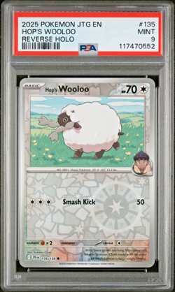 PSA 9 Hop's Wooloo 135/159 - 2025 Pokemon JTG EN - Reverse Holo 🔥*LOW POP*🔥 - Image 1