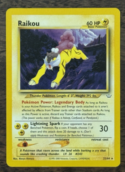 Raikou 22/64 Unlimited - LP Non-Holo Rare - Neo Revelation Pokemon Card - Image 1