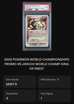 PSA 9 MINT Jirachi 9/107 Pokemon EX Deoxys 2005 World Championships POP 4! - Image 3