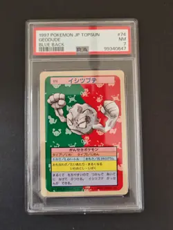 Geodude 74 Topsun Blue Back NM PSA 7 Vintage Japanese Pokemon Card - Image 1
