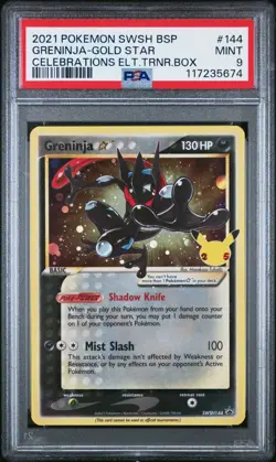Greninja Star SWSH144 PSA 9 Celebrations 2021 Black Star Promo Pokemon Gold Star - Image 1