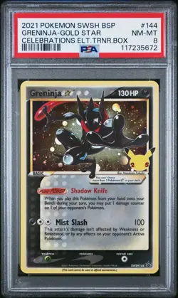 Greninja Star SWSH144 PSA 8 Celebrations 2021 Black Star Promo Pokemon Gold Star - Image 1