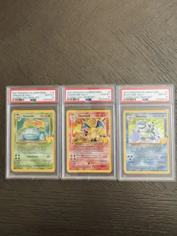 PSA 10 Pokemon Card Celebrations Charizard, Blastoise & Venusaur Trio Lot - Image 1