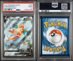 2021 POKEMON SWORD & SHIELD EVOLVING SKIES #192 FULL ART/DRAGONITE V PSA 9 - Image 3