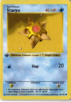 Staryu 1st Edition Base Set 65/102 (Shadowless) - HP - Vintage WOTC Pokemon - Image 1