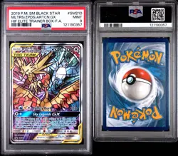 Pokemon 2019 Moltres Zapdos Articuno GX SM210 Full Art SM Black Star Promo PSA 9 - Image 3