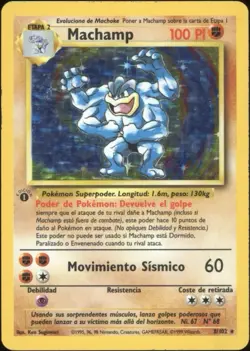 1999 Pokemon SPANISH 1st Edition Base Set Machamp Holo 8/102 EX - Image 1