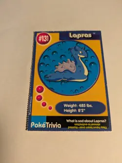 Lapras - Burger King Promo Rare Perforated Vintage 1999 - Pokemon Card - LP - Image 2