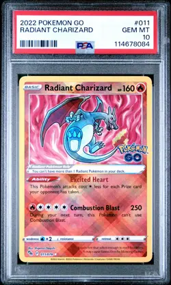2022 POKEMON GO #011 RADIANT CHARIZARD PSA 10 - Image 1