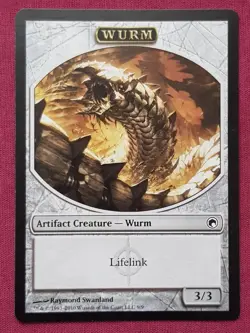 Magic The Gathering SCARS OF MIRRODIN WURM LIFELINK token card MTG - Image 1