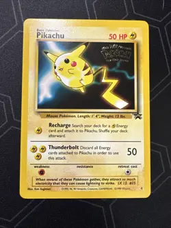 Pokemon TCG Pikachu #4 Stamped 1999 WB Movie Black Star Promo Card HP - Image 1