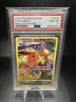 2022 POKEMON SWORD & SHIELD BRILLIANT STARS #TG01 FULL ART/FLAREON PSA 10 - Image 1