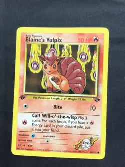 Pokemon Cards: Gym Challenge 1st Edition Common: Blaine's Vulpix 66/132 - Image 1