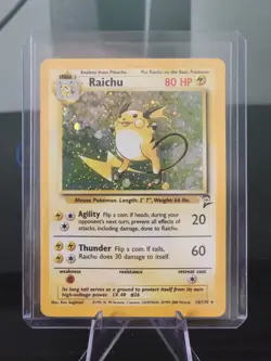 Raichu 16/130 Pokemon TCG Base Set 2 Holo Unlimited Holo Rare Vintage HP/PL - Image 1