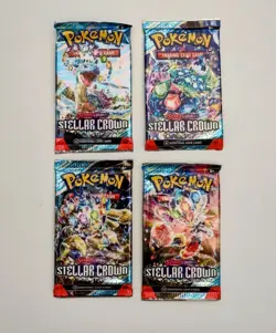 Pokemon TCG: (4 pack) Stellar Crown Art Set Booster Packs, New Sealed - Image 1