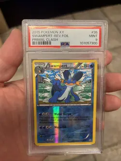 2015 POKEMON XY PRIMAL CLASH SWAMPERT REVERSE FOIL HOLO #35 PSA MINT 9 LOW POP - Image 1