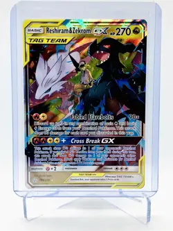 Pokemon Reshiram & Zekrom Tag Team GX Sun & Moon Cosmic Eclipse 157/236 MINT! - Image 1
