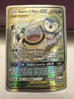 Pokemon TCG Blastoise Piplup GX Holo Alternative Art 215/236 Tag Team Ultra Rare - Image 2