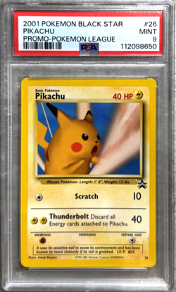 Pokemon Card Pikachu Promo PSA 9 Mint, Pokemon League #26, WOTC 2001 - Image 1