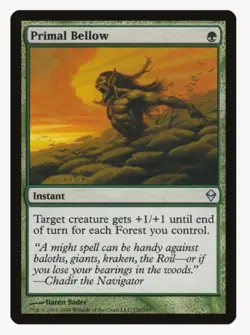 Primal Bellow #176 Zendikar Magic Card in a Protective Sleeve - Image 1