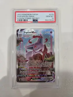 2021 Fusion Strike 270 Espeon VMAX Secret Rare Pokemon TCG Card PSA 10 GEM MINT - Image 1