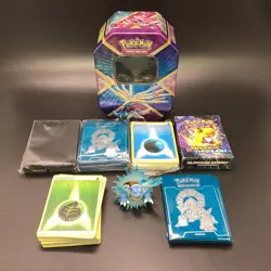 Pokemon Tin Trading Card Games Box Bulk Cards Blastoise Figurine (15B) MO#8767 - Image 1
