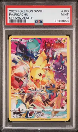 PSA 9 PIKACHU 160/159 2023 POKEMON CROWN ZENITH SECRET RARE FULL ART GRADED CARD - Image 1