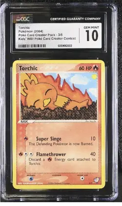 CGC 10 GEM MINT Torchic Kids' WB! Poke Card Creator Pokemon Card - Image 1