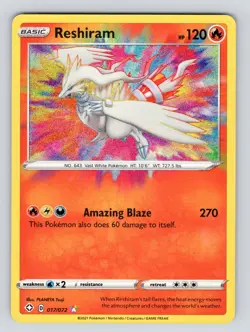 Pokemon TCG Reshiram Shining Fates 017/072 Holo Amazing Rare - Image 1