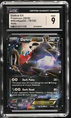 🔥🔥🔥 CGC 9 2016 Darkrai EX Holo Ultra Rare 74/122 Pokemon XY Breakpoint psa - Image 1