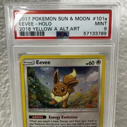 2017 POKEMON SUN & MOON 2018 YELLOW A ALTERNATE ART #101A EEVEE-HOLO PSA 9 MINT - Image 2