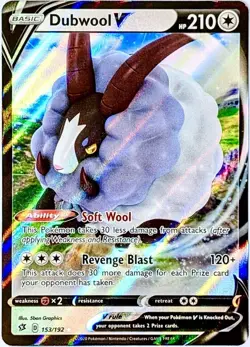 Dubwool V 153/192 ULTRA RARE Pokemon Card TCG 2020 SWSH Rebel Clash NM - Image 1