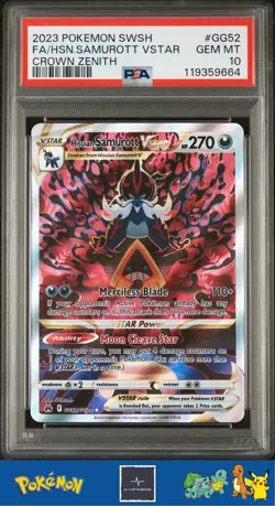 2023 Pokemon SWSH Crown Zenith GG52/GG70 Hisuian Samurott Vstar PSA 10 - Image 1