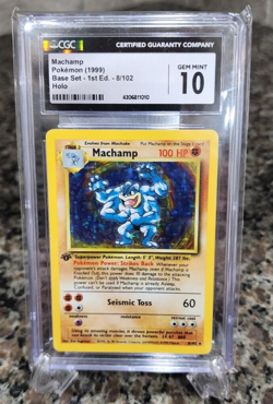 Machamp Base Set 8/102 Holo 1st Edition CGC 10 GEM Mint Graded Pokemon Card - Image 1