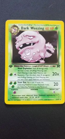 POKEMON CARD DARK WEEZING HOLO 1ST EDITION TEAM ROCKET 14/82 NEAR MINT #14 - Image 1