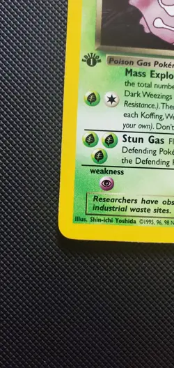 POKEMON CARD DARK WEEZING HOLO 1ST EDITION TEAM ROCKET 14/82 NEAR MINT #14 - Image 5