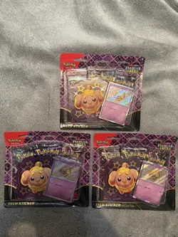 Pokemon TCG Scarlet & Violet Paldean Fates Tech Sticker Collection LOT 3 - Image 1