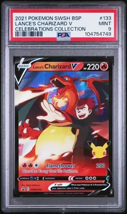 PSA 9 MINT Lance's Charizard V Promo Full Art Holo Pokemon Card #SWSH133 - Image 1