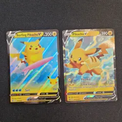 Pikachu V + Surfing Pikachu V Bundle 008/025 Full Art Holo Pokemon Card - Image 1