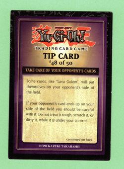 YUGIOH TIP CARD #48 OF 50 "TAKE CARE OF YOUR OPPONENTS CARDS" DR1-EN48 (238) - Image 1