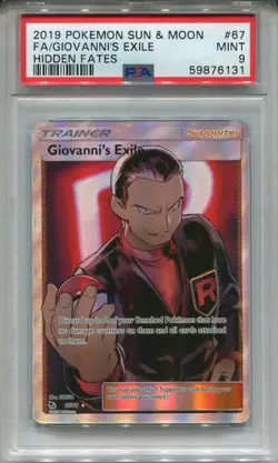Pokemon Sun & Moon Hidden Fates Full Art Card #67 Giovannis Exile PSA 9 - Image 1