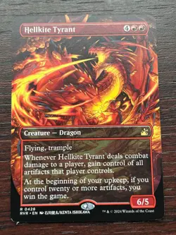 1X ANIME BORDERLESS HELLKITE TYRANT - Commander - MTG - Magic the Gathering - Image 1