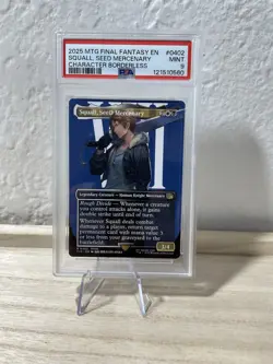 PSA Flow Line Flaw - Left Corner - 2025 MTG SQUALL Seed Mercenary #0402 PSA 9 - Image 1