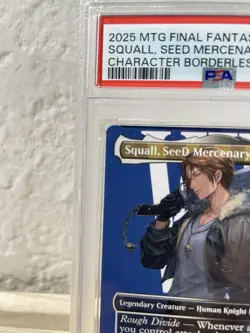 PSA Flow Line Flaw - Left Corner - 2025 MTG SQUALL Seed Mercenary #0402 PSA 9 - Image 2