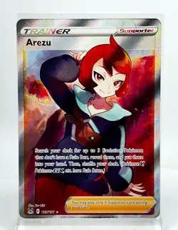 Miscut Close Edge Pokemon Card 2022 Lost Origin Full Art Trainer Arezu 189/196 - Image 1