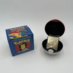 Pokemon Charizard 23k Gold Plated Card & Ball w/ COA 1999 Burger King Blue Box! - Image 1