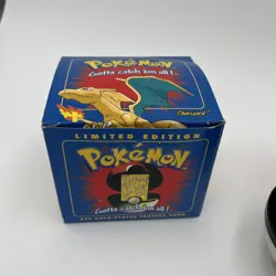 Pokemon Charizard 23k Gold Plated Card & Ball w/ COA 1999 Burger King Blue Box! - Image 2