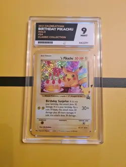 Pokemon Pikachu Birthday Card 24-Holo Celebrations PSA 9 - MINT Black Star Promo - Image 1