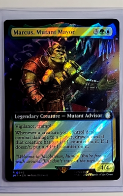 MTG Magic The Gathering Fallout Extended Art Surge Foil Marcus Mutant Mayor LP - Image 1
